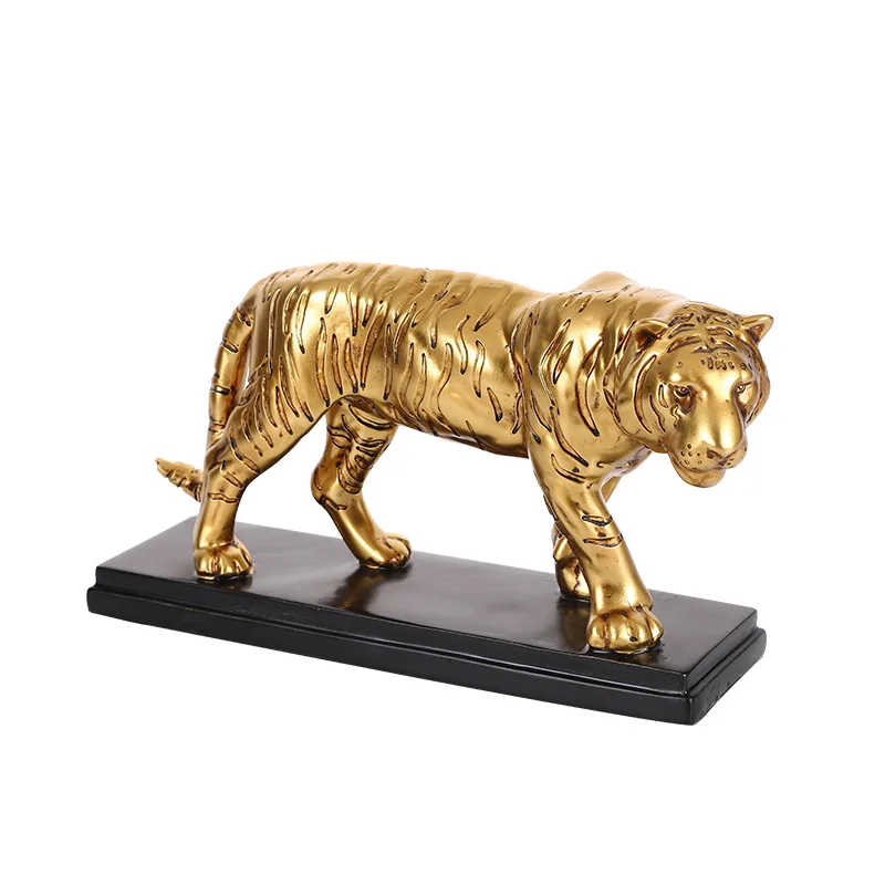 HOME OFFICE Decor ART bring fortune Success gold leopard Cheetah tiger GOOD LUCK Mascot  animal statue