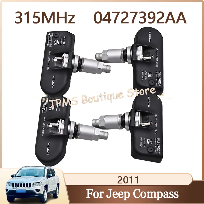 

04727392AA TPMS Sensors Set Of 4 For Jeep Compass Patriot 2011 For Chrysler Pacifica Town & Country 315MHz Tyre Pressure Sensor