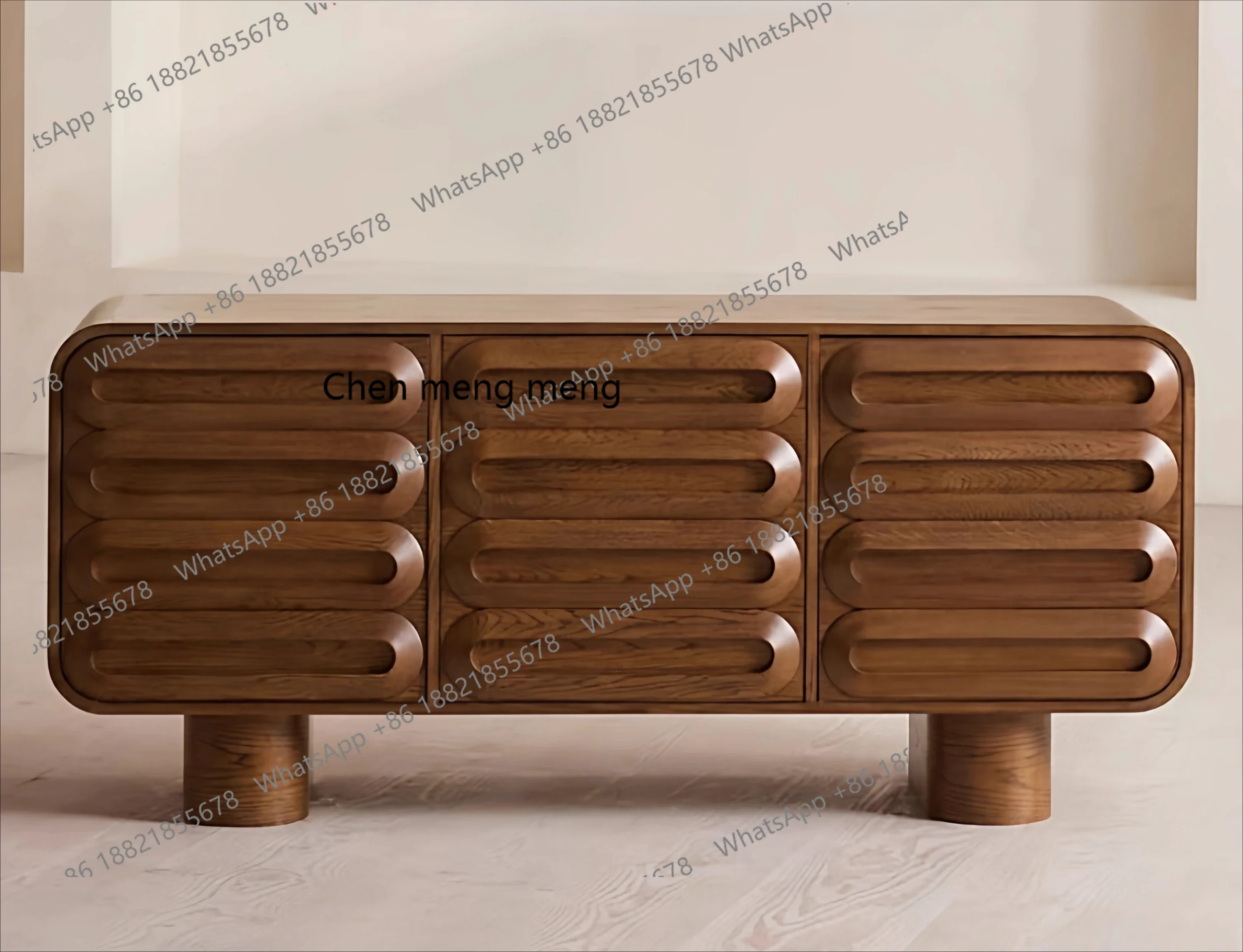 02A Medieval style, solid wood dining side cabinet, living room storage against the wall, retro style porch side cabinet