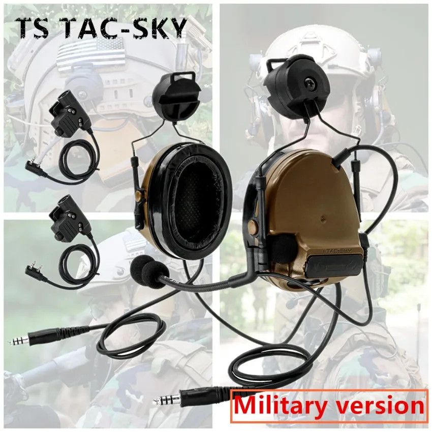 

TAC-SKY Tactical Military Dual Comm TSC3 Hearing Protection Shooting Headphone with U94 Ptt for Comtac Walkie Talkie Headset