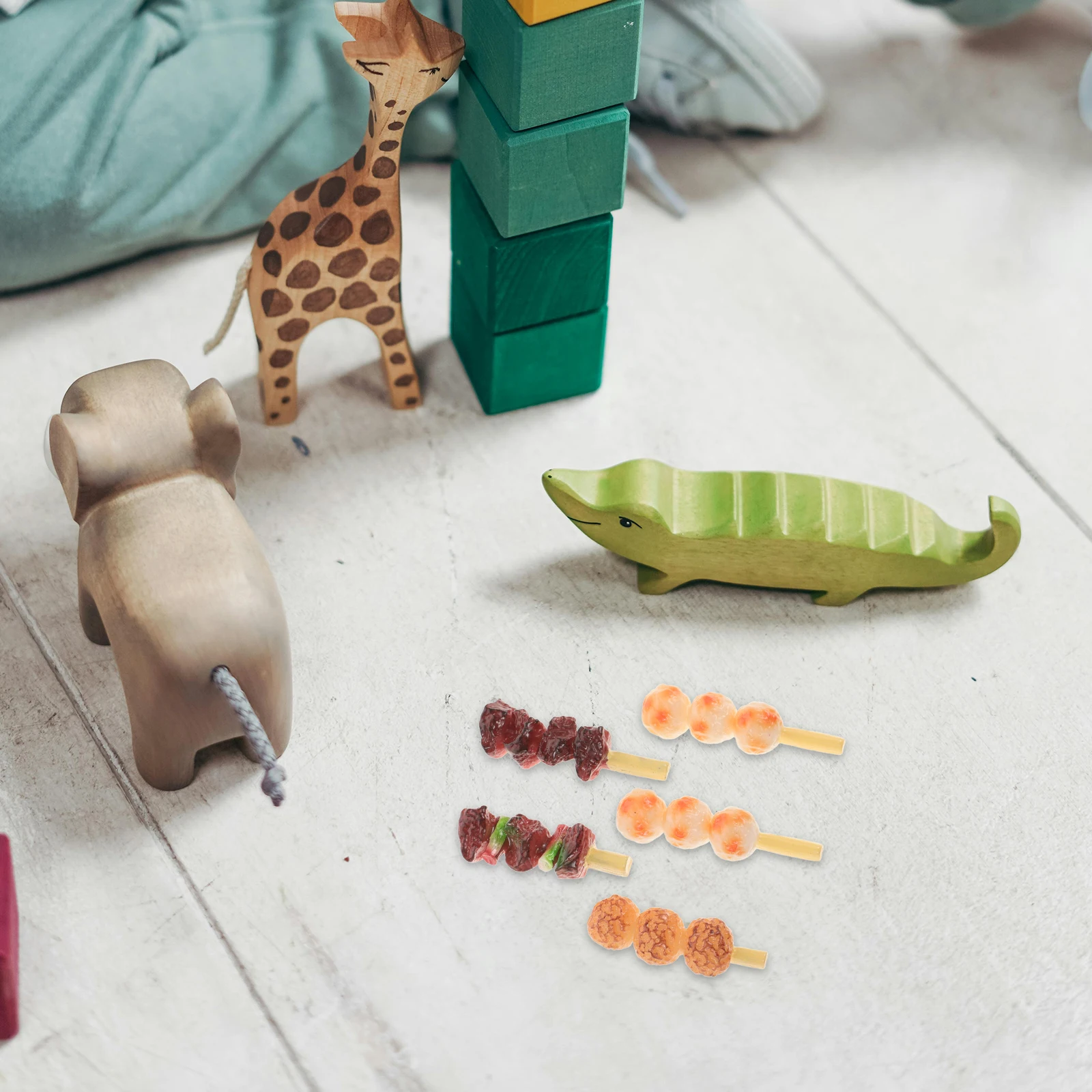 

5pcs Simulation Barbecue Skewers Mini Food Toys Realistic Kids Grill Educational Toy Montessori Style Home Restaurant Decor