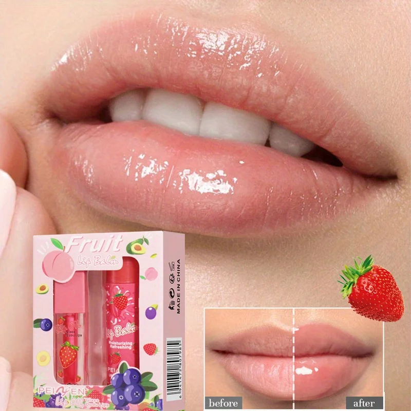 

2-Pack Day and Night Set Light and Moisturizing Lip Balm Lip Gloss Moisturizing Hydrating Moisturizing Anti-Dry Crack Dry Skin