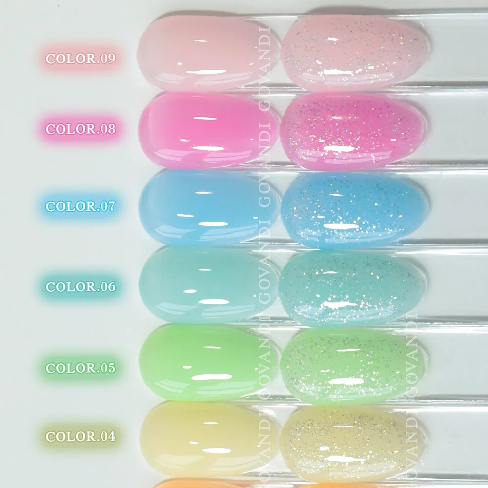 Spring Summer 10pcs Ice Cream Gel Nail Polish Set Soak Off Transparent Glitter Color UV LED Varnishes Nail Art Candy Gel Polish