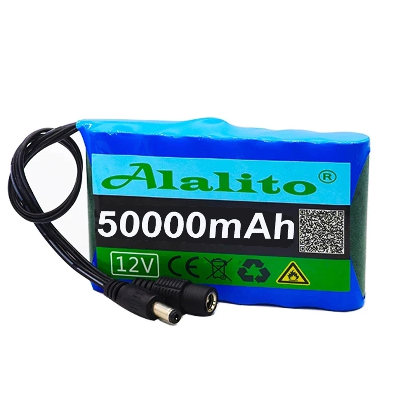 Nuova batteria portatile Super 12V 50000mah batteria ricaricabile agli ioni di litio capacità DC 12.6v 30Ah CCTV Cam Monitor + caricabatterie