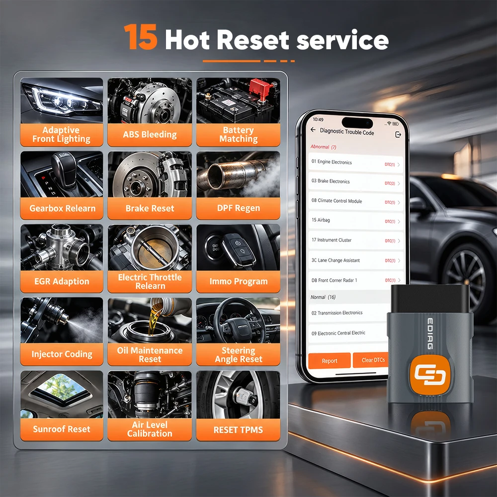 NEW EDIAG C1 Pro AI-Assisted Automotive Diagnostic Tool OBD2 Scanner CAN FD Bi-Directional Control All System Diagnostic Tool, Bidirectional Scan Tool 15+ Hot Resets Service, CANFD, FCA AutoAuth ABS SRS Transmission Lifetime Free Update