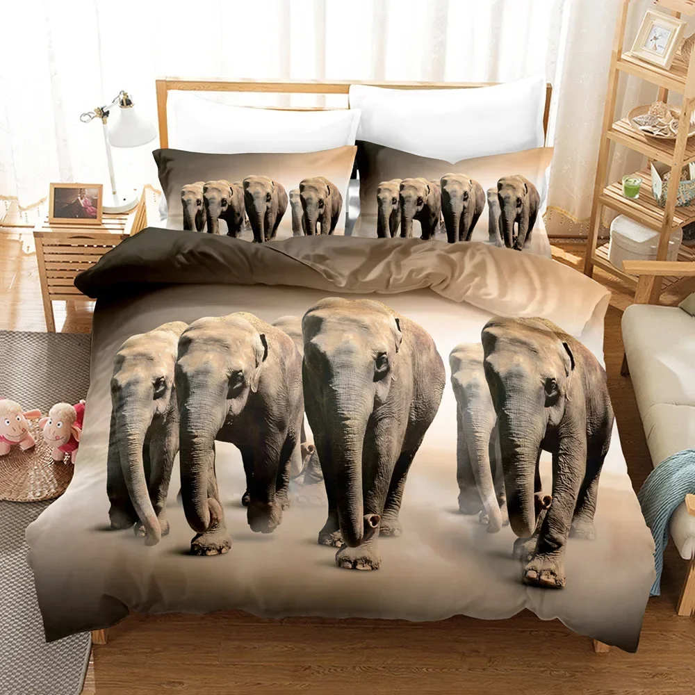

3D Elephant Bedding Set Single Twin Double Queen King Cal King Size Bed Linen Set
