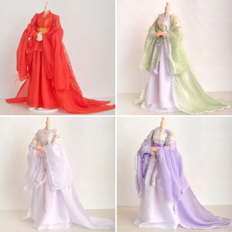 

Fashion 60cm Doll Clothes 1/3 BJD Doll Chinese Style Ancient Costume Hanfu Long Dress Girl DIY Dress Up Toys Doll Accessories