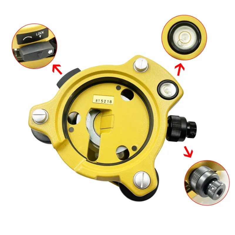 Tribrach ثلاثي الفك أصفر عالي الجودة مع هبوط بصري لمحطات Topcon Total أدوات المسح GPS Tribrach