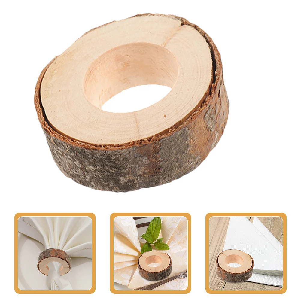 

10pcs Wooden Napkin Rings Rustic Napkin Holders For Cloth Napkins Table Decoration Wedding Party Decor Kitchen Bar Supplies