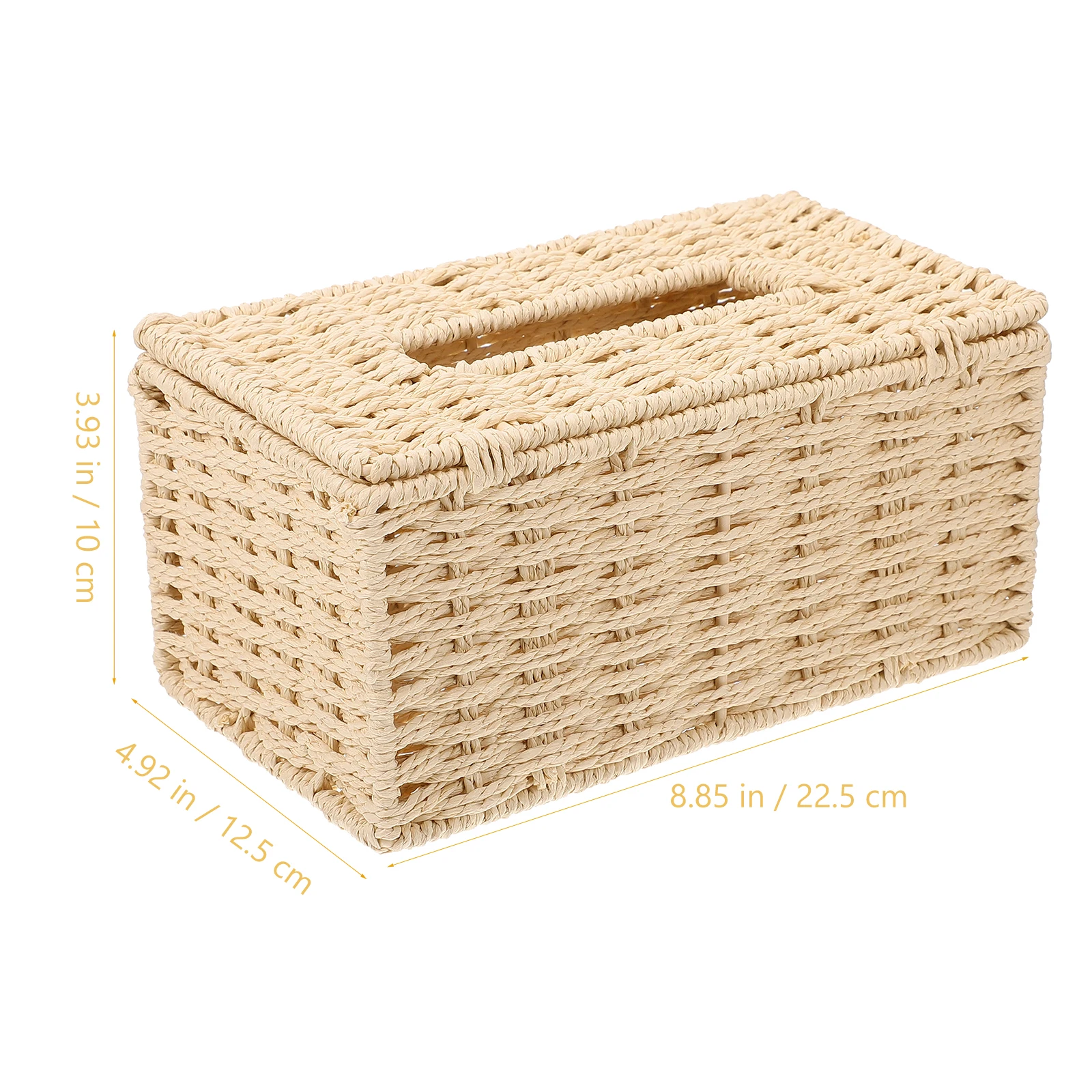 

Woven Tissue Box Holder Living Room Napkin Storage Beige Color Material Simple Design Household Container Paper Towel