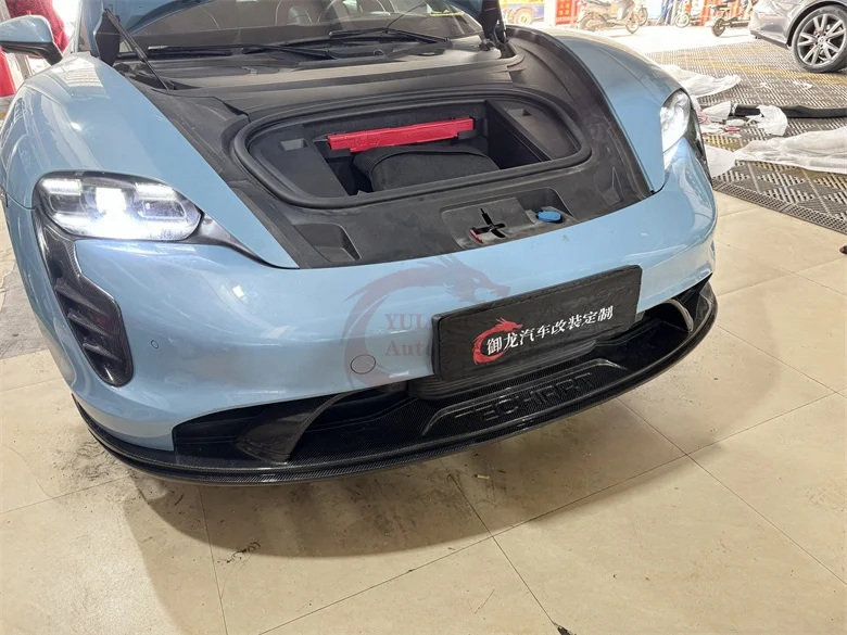 

New Carbon Fiber Tech Style Body Kit for Porsche for Taycan Bumper Features Front Lip Side Skirt Rear Diffuser Rear Spoiler Gril
