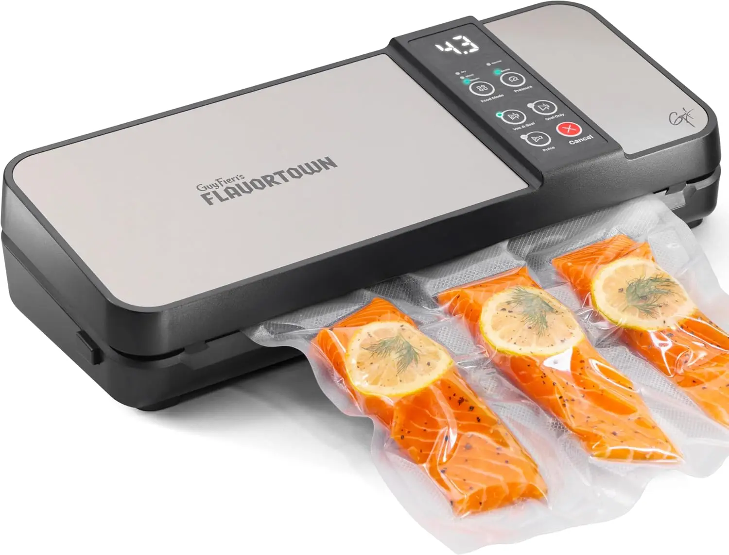 

Compact Vacuum Sealer with Built-In Roll Storage and Dry & Moist Modes - Includes Starter Kit (5) Quart Size Bags, 10ft