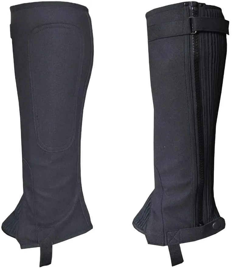 

Premium Quality Professional Equestrian Protective Gear Custom Black Color Fit Adult & Child Washable Half Chaps & Gaiter