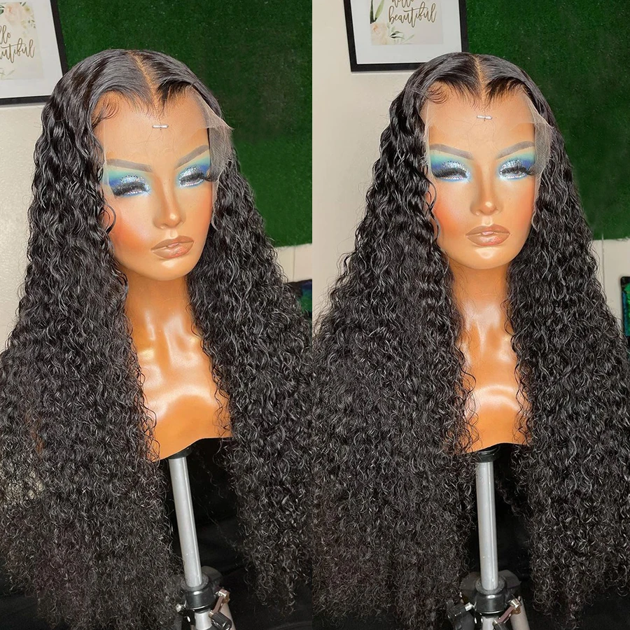 

Soft 26 inch Black Long 180 Density Kinky Curly Lace Front Wigs For African Women Babyhair Daily PrePlucked Deep Part Glueless