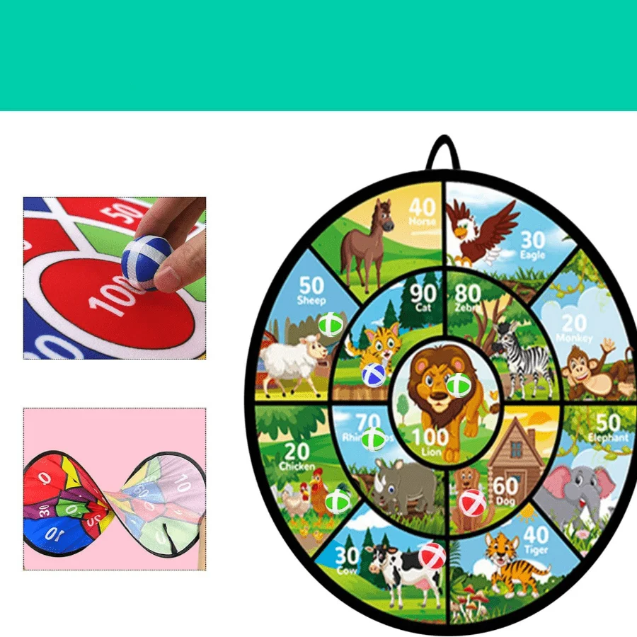 لوحة رمي السهام للأطفال 72 سم/28 بوصة لوحة رمي السهام الكبيرة مع 12 كرة عصا 6 قطع ألعاب الحفلات الداخلية/الخارجية، لون عشوائي #2