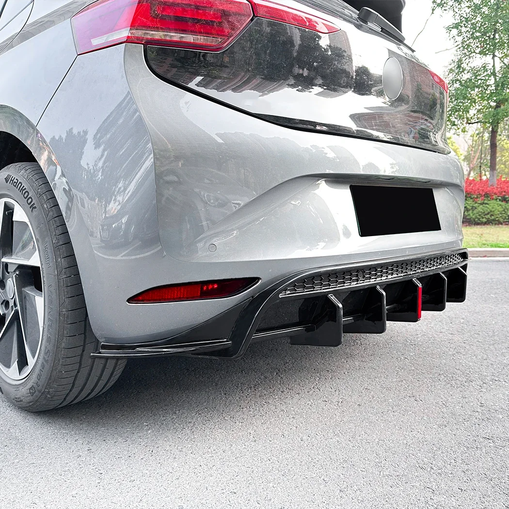 For Volkswagen VW ID.3 2019 Rear Bumper Diffuser Lip With Light Bodykits Deflector Tuning ABS Plastic Trim Gloss Black ABS