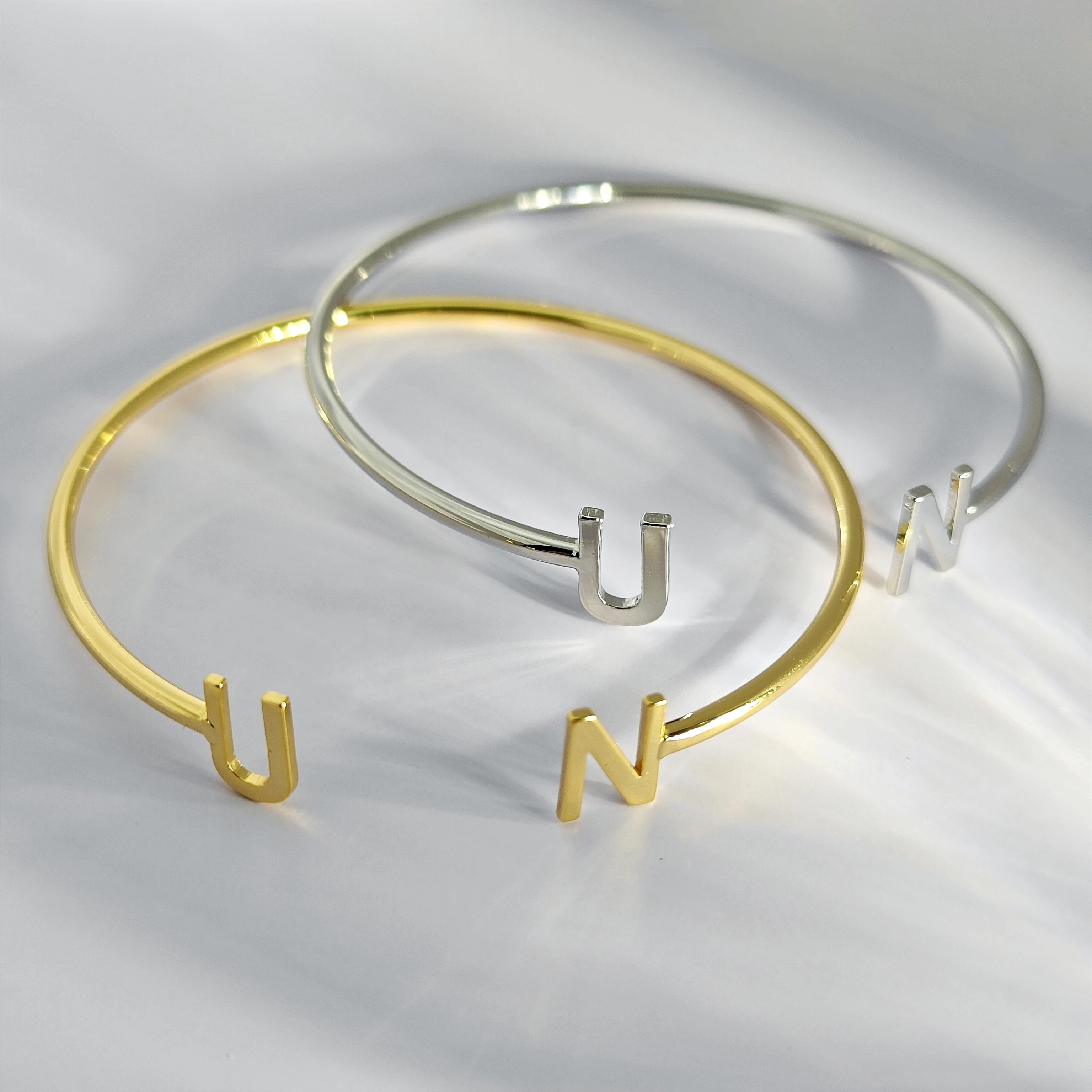lateefah unique cuff jewelry letter bracelets, baby bracelets, plain lettecustomizes initial bracelets for children and adults,