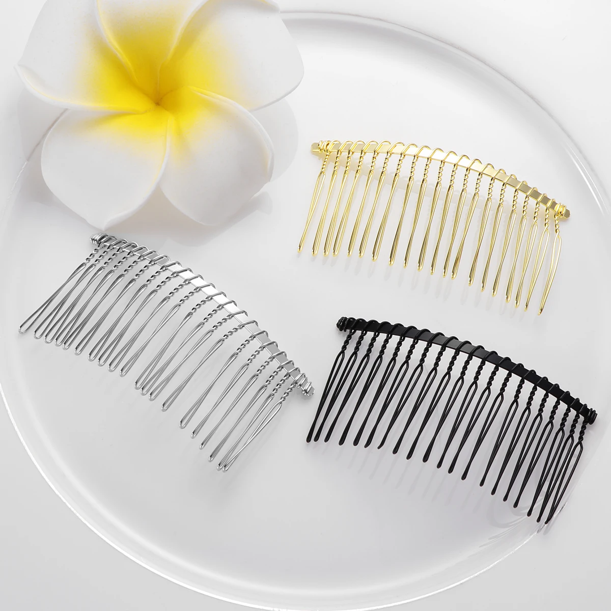 

12pcs Hair Set Durable Metal Bridal Hair Comb Bridal Combs Lightweight Black White Gold Women Accessories Pin Tiara