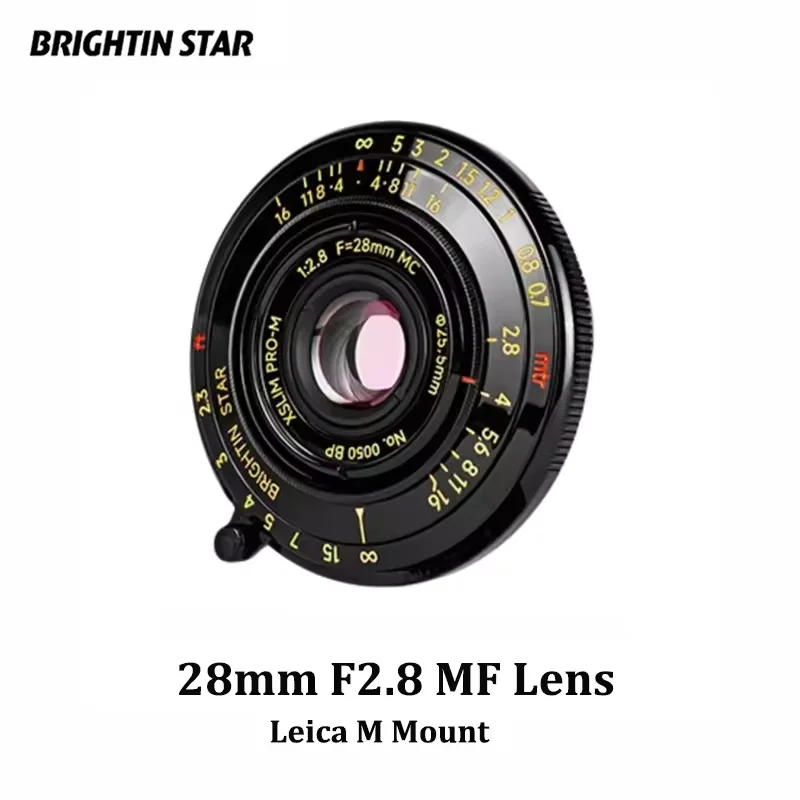 Brightin Star 28mm F2.8 Full Frame Portrait Manual Focus Lens for Leica M-Mount Cameras M11 M10R M10 M240 M10P M10D MP ME M246