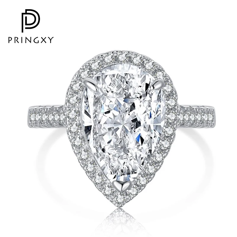 

PRINGXY Palaiba Water Drop Emerald High Carbon Diamond Party Ring For Women 925 Sterling Silver Gemstone Wedding Fine Jewelry