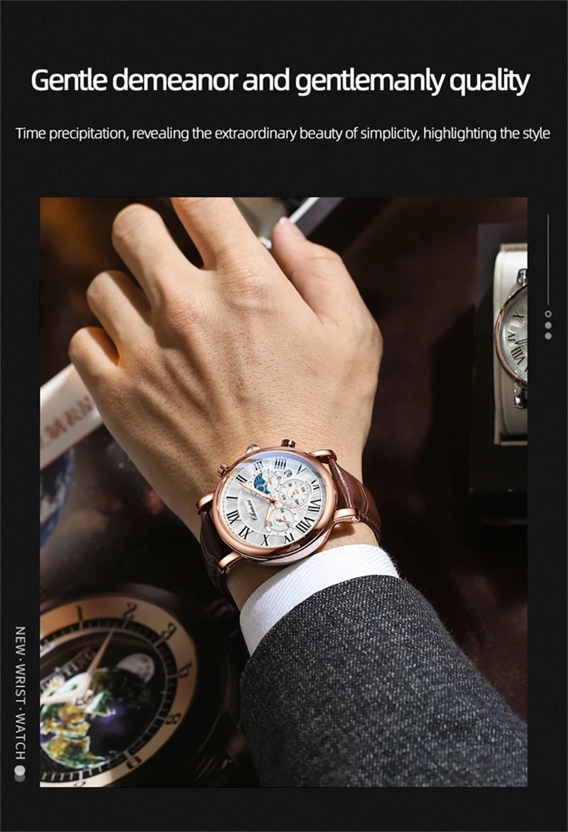 CHENXI 973 Herren-Quarz-Armbanduhr, wasserdicht, leuchtender Chronograph, Multifunktions-Mondphase-Herrenuhren, часы Afrikaans – Detail 7