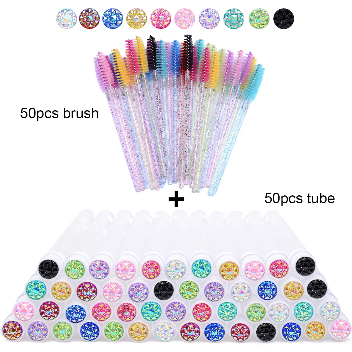 50Pcs Wimpern Pinsel Rohre Mit Kristall Lash Mascara Wands Augenbraue Kamm Spoolies Container Lash Pinsel Applikatoren Make-Up-Tools