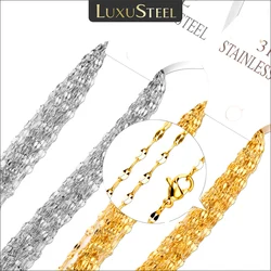 LUXUSTEEL 10Pcs/Lot Lip Shape Water-Wave Chain 316L Stainless Steel Golden Color Thin 2mm Necklace Jewelry Making Wholesale