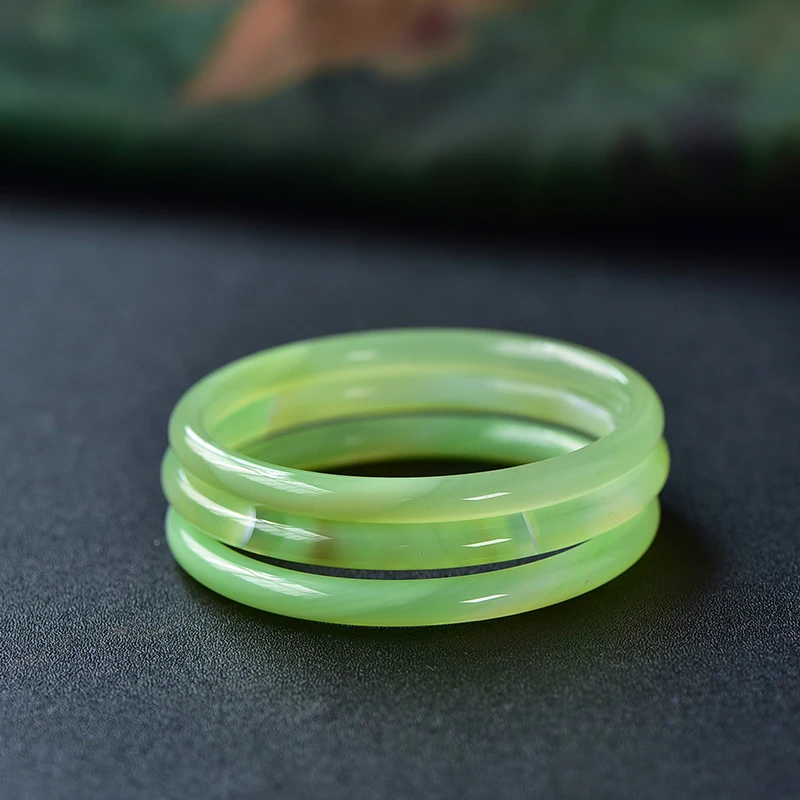 Natural Grape Color Green Chalcedony Agate Round Bangle With Texture Transparency Bracelet Jewelry Quality Accessories