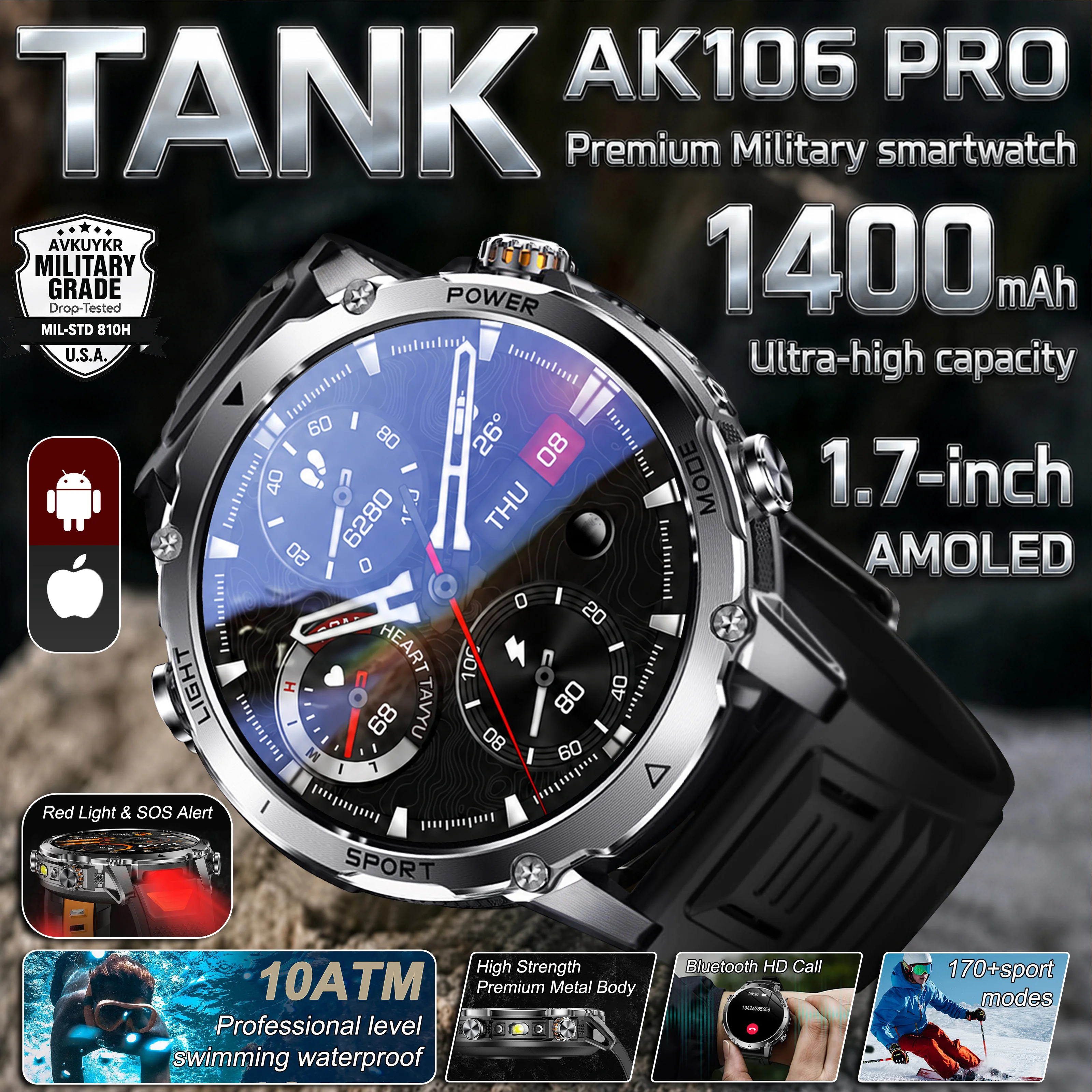 Reloj inteligente TANK Militar AMOLED