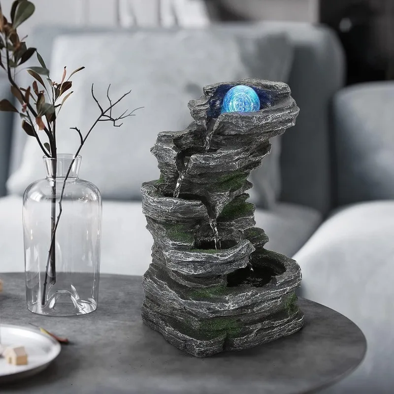 Imagem -06 - Indoor Waterfall Fountain Tabletop Fountain Relaxamento Característica Água Feng Shui Zen Meditação Desktop