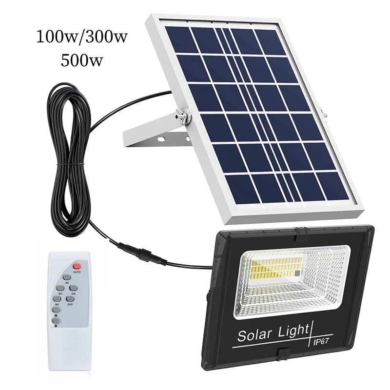 

100/300/500W Solar Lamp Outdoor Waterproof Spotlight Led Light Outdoor Lamp with Remote Control Solar Street Lamp Light Control