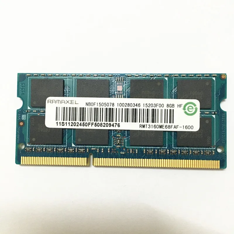 

RAMAXEL original DDR3 RAMS 8GB 2RX8 PC3L-12800S-11 DDR3 1600MHZ RMT3160MP68FAF-1600 & RMT3160MP68FAF-1600 Laptop memory 8GB