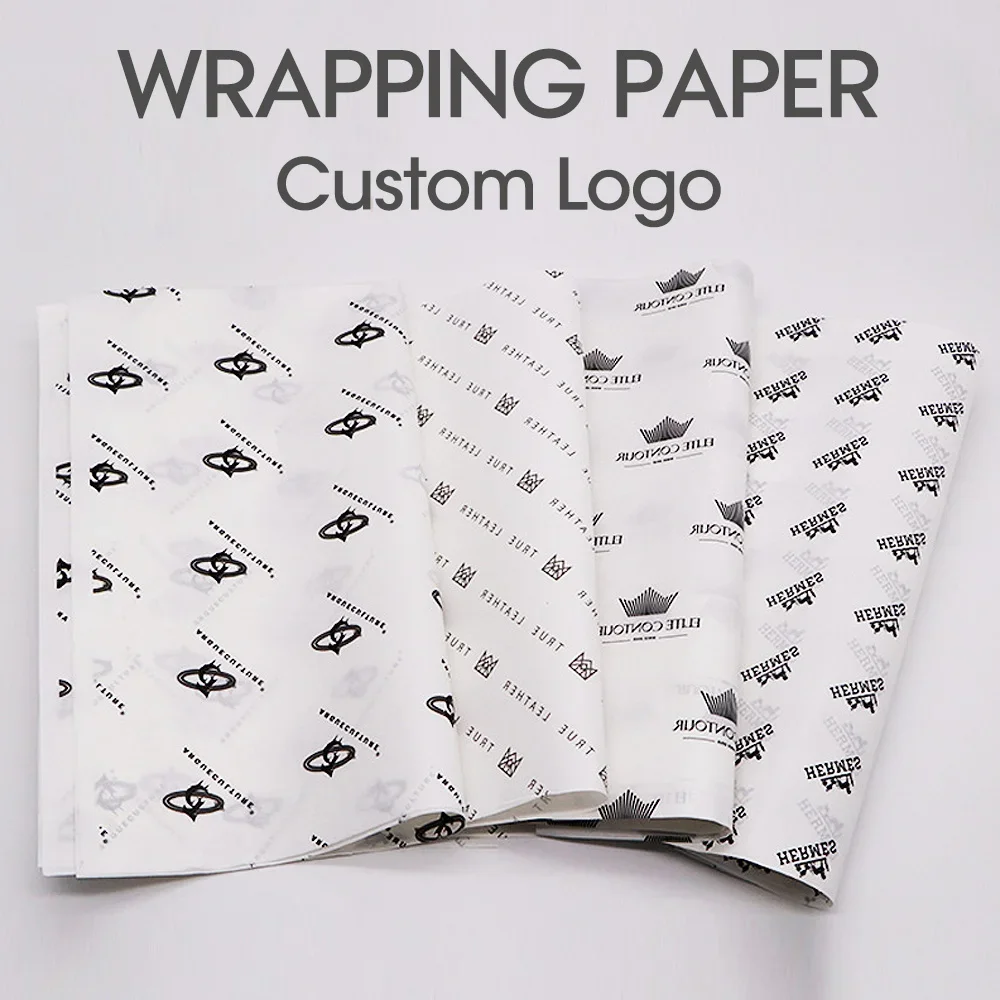 

100Pcs/lot 28GSM Customized Logo Printed Gift Wrapping Paper Silk Paper Tissue Paper for Gift Packaging Clothing Wedding