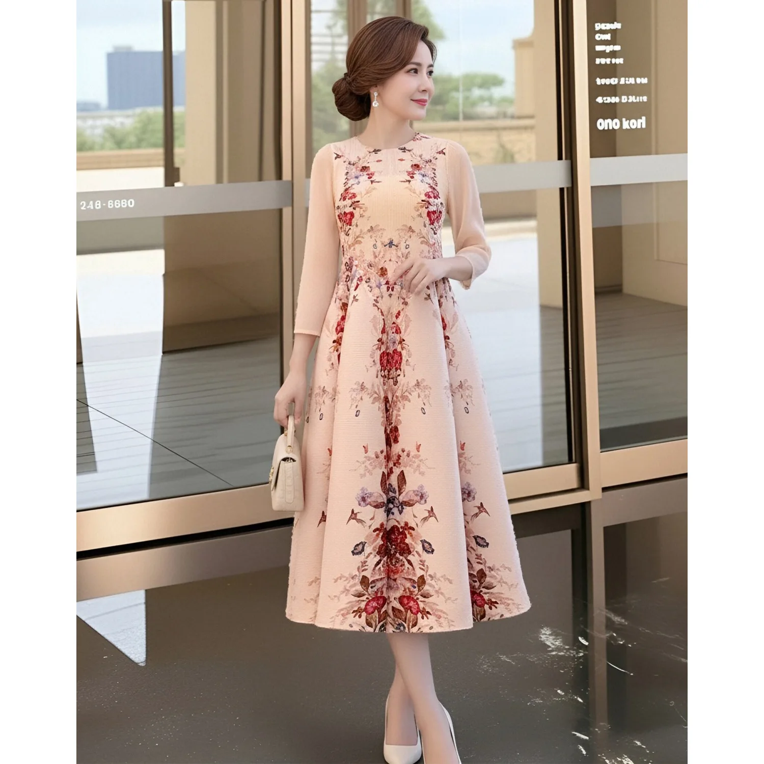 

Miyake Style Pleated Dress 2026 Summer New Retro Print Versatile Loose Large Size Women's Flower Bud Pleated Skirt Trendy