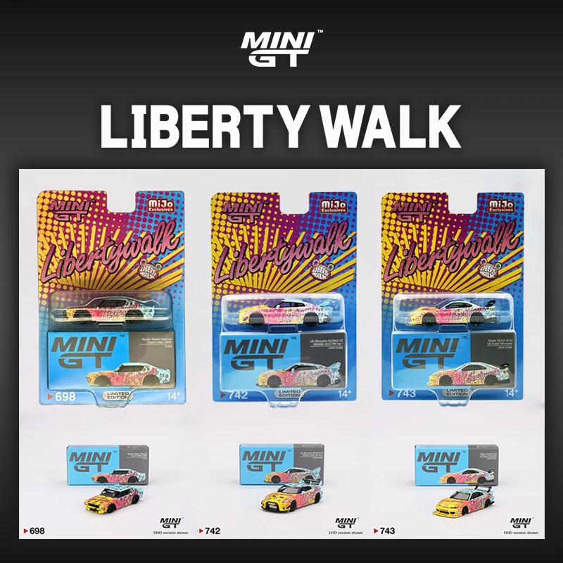 MINIGT 1:64 NISSAN LBWK LB Super Silhouette S15 Silvia GTR R35 KPGC110 KUMA Diecast Diorama Collection ของเล่น 742 743