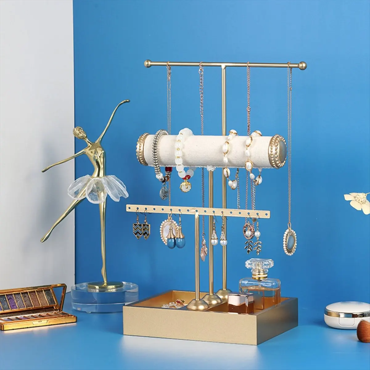 ABQR or 3 niveaux en forme de T porte-bijoux Bracelet porte-bijoux bijoux bague présentoir de bijoux boucle d'oreille stockage