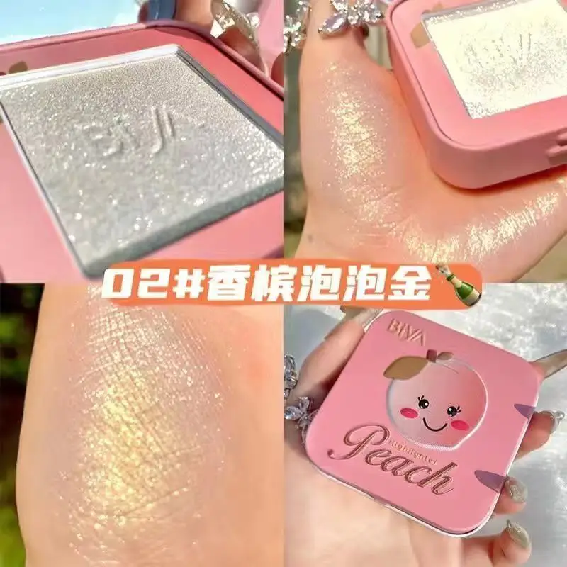 Peach Highlight Powder Diamond Glitter Pearlescent Face Contour 3D Brighten Mashed Potatoes Trimming Natural Color Korean Makeup