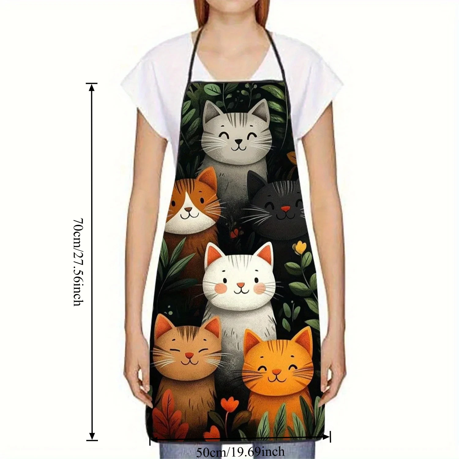 Home Cooking For Cats - Uroczy fartuch poliestrowy z nadrukiem kreskówkowego