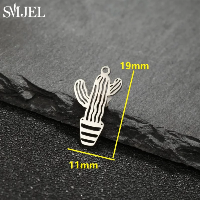 5pcs Cute Stainless Steel Flower Charms for Jewelry Making Cactus Dandelion Maple Leaf Pendant Mini Charm Bracelet Earrings DIY view 4