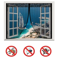 Magnetic Window Screen, Screen Door Mesh Window Screen Curtain, Magnetic Closing Door Screen to Keep Bugs Out, Black