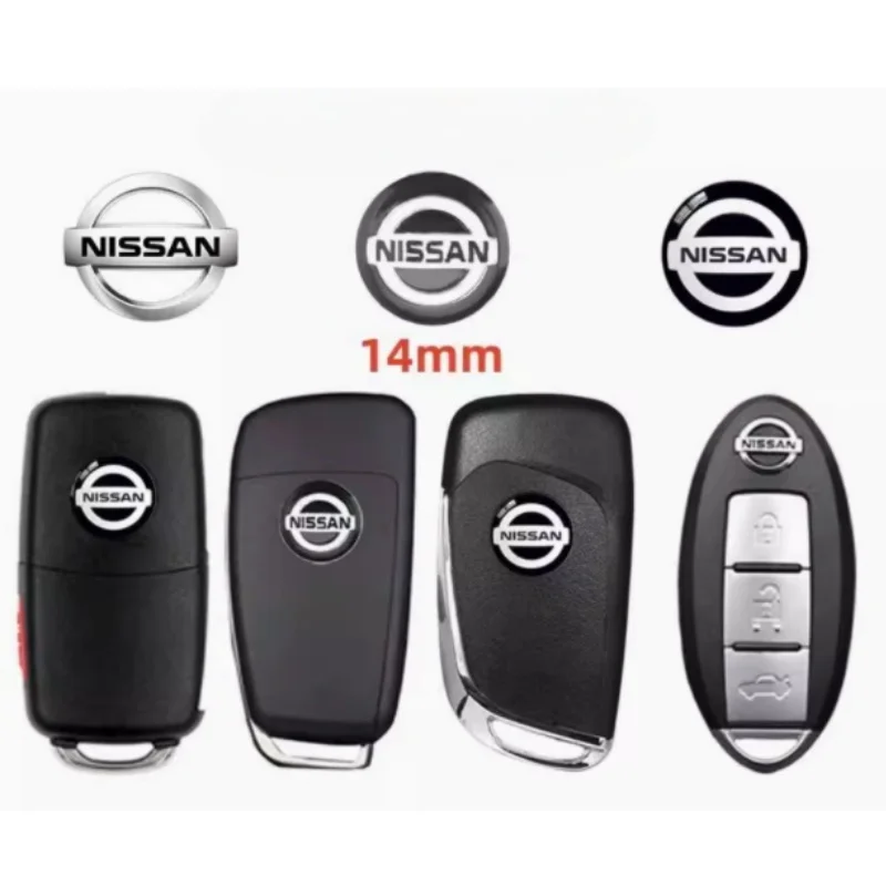 2pcs 5pcs 10pcs 14mm 13mm 3D car key fob case Badge button Badge logo straight folding remote Keychain Replacement Sticker view 2