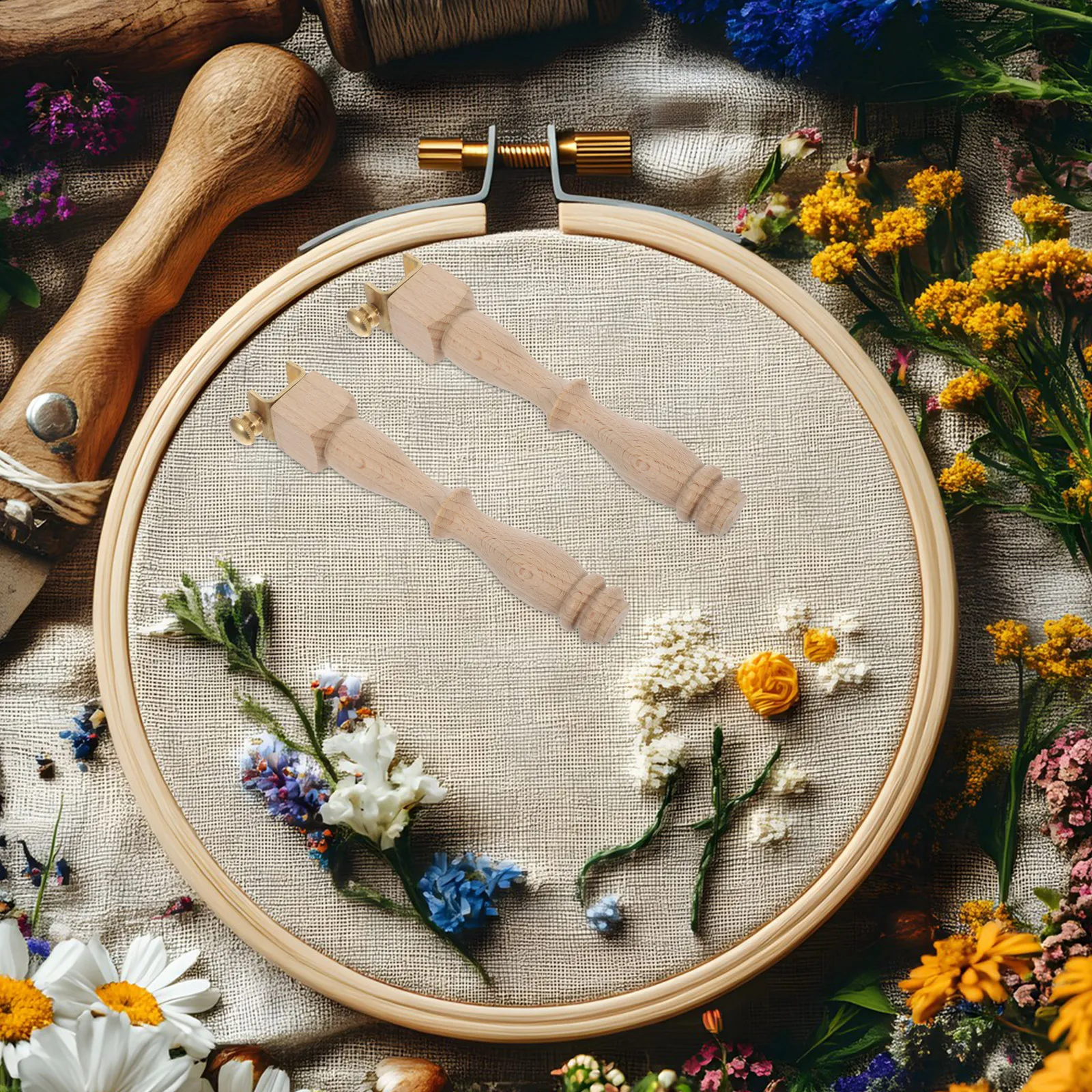 Embroidery Hoop Stand - 3Pcs Stylish Wooden Embroidery Ring Legs