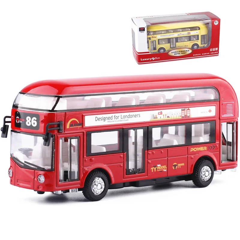 

London Double Decker Bus Toy Model 17Cm TY6008B Gifts For Kids Play Indoor Doors Open & Close Flashing With Music Collectible