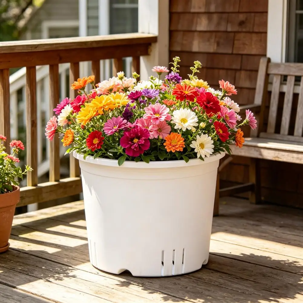 Water Drainage Plant Pot Pothos Planter with Saucer Ventilated Flowerpot with Drainage Holes Indoor Outdoor Plant Pot for Roses