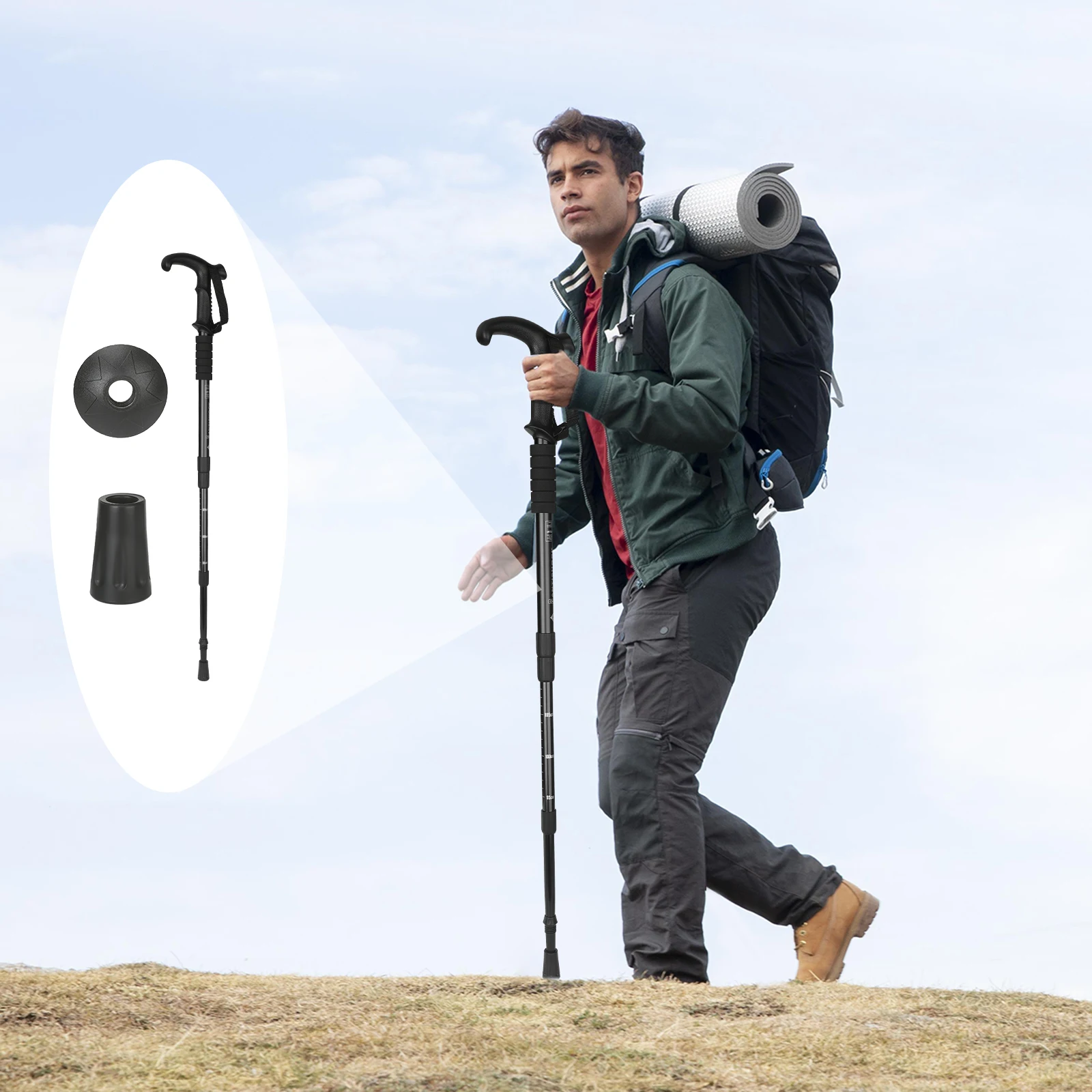 

54-110cm Hiking Sticks Walking Stick Trekking Poles Mountaineering Telescopic Walking Stick for Particularly Steep Climb