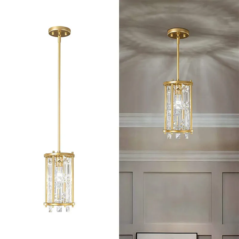 

Light luxury small chandeliers iron art restaurant bedroom cloakroom decorative lights entrance corridor square crystal light