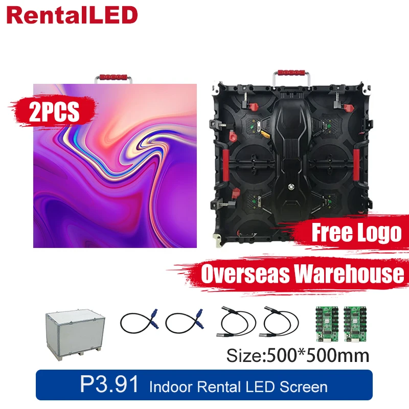 

Indoor Rental P3.91 LED Screen 2PCS 500×500mm RGB High Refresh For Concert Stage Church Background Full Color P3.91 LED Display