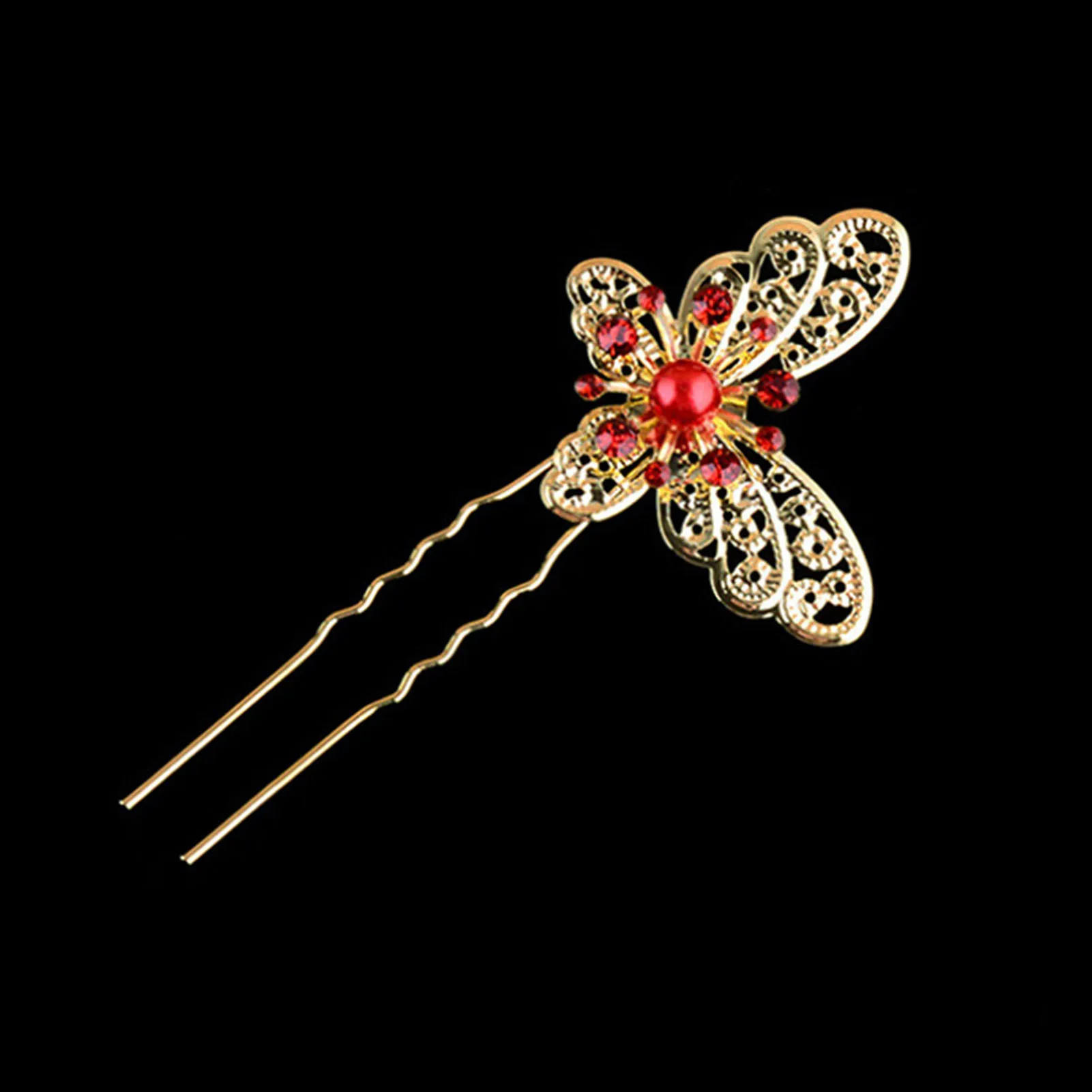 U Shape Hairpin Hair Jewelry Butterfly Decor Stable Grip Non-slip Hairpin for Thick Curly Hair Styling Decoration