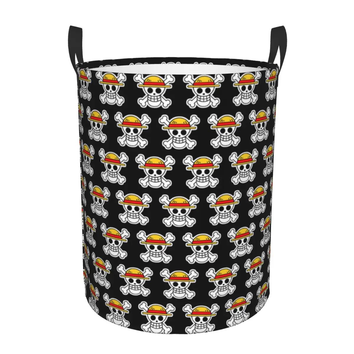 Custom Pirates Skull One Pieces Laundry Basket Collapsible Japanese Anime Manga Hamper for Nursery Toys Organizer Storage Bins