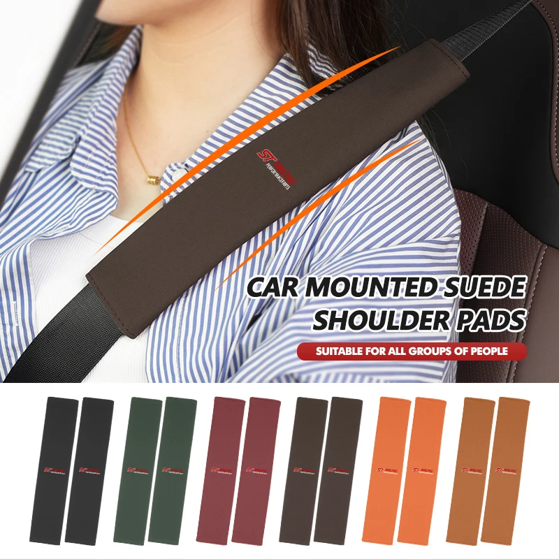 Car Safety Seat Belt Shoulder Cover Suede Protection Padding Pad For Ford ST Racing RS S Mustang Kuga Fiesta Fusion Mondeo Edge